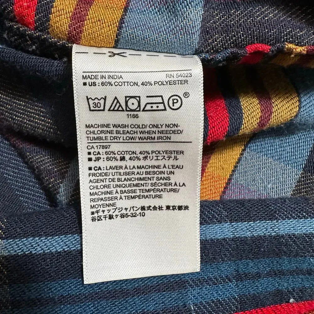 Banana Republic Mens Flannel Standard Plaid Long Sleeve Button Up Blue Multi L